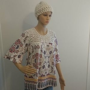 Vintage America Boho Short Sleeve Top